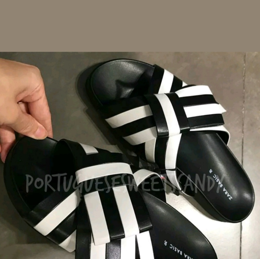 Zara bow stripe slide